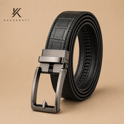 Khaskraft AutoLock Belt – Premium Genuine Leather Ratchet Belt for Men