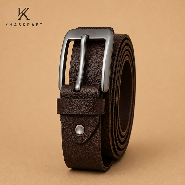 Khaskraft Premium Full-Grain Genuine Leather Belt for Men | Classic Formal & Casual Belt
