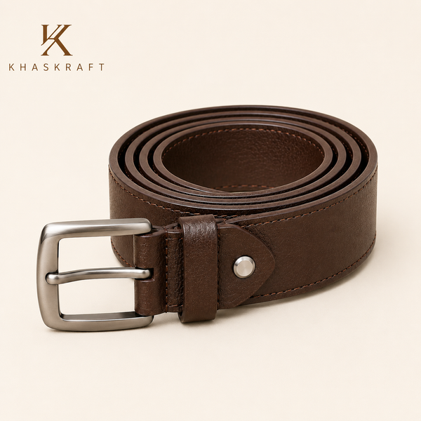 Khaskraft Premium Full-Grain Genuine Leather Belt for Men | Classic Formal & Casual Belt