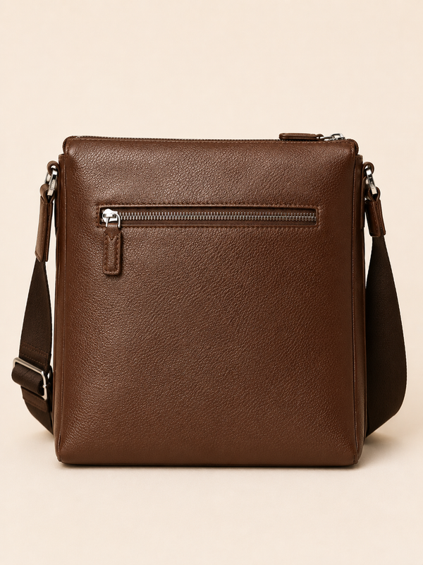 Khaskraft Genuine Leather Messenger Bag for Men | Premium Brown Crossbody Shoulder Bag