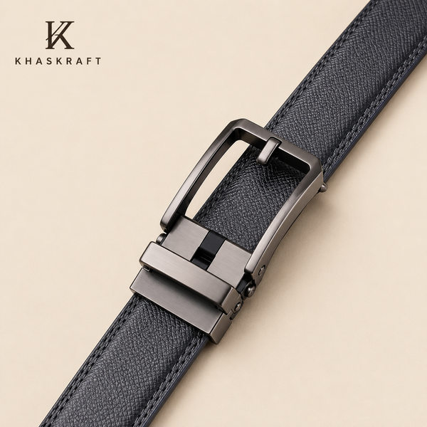 Khaskraft AutoLock Belt – Premium Leather Ratchet Belt for Men