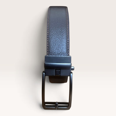 Khaskraft™ 100% Genuine Leather Brown Grain Texture Auto-Lock Belt – Smoky Plain Buckle