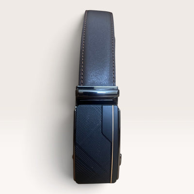 Khaskraft™ 100% Genuine Leather Brown Plain Auto-Lock Belt – Matrix Gold Buckle