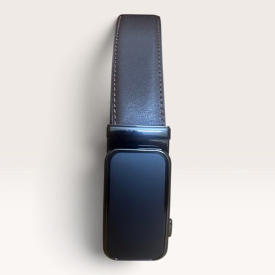 Khaskraft™ 100% Genuine Leather Brown Plain Auto-Lock Belt – Black Edge Buckle