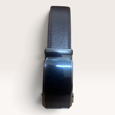 Khaskraft™ 100% Genuine Leather Brown Grain Auto-Lock Belt – Black Shiny Buckle